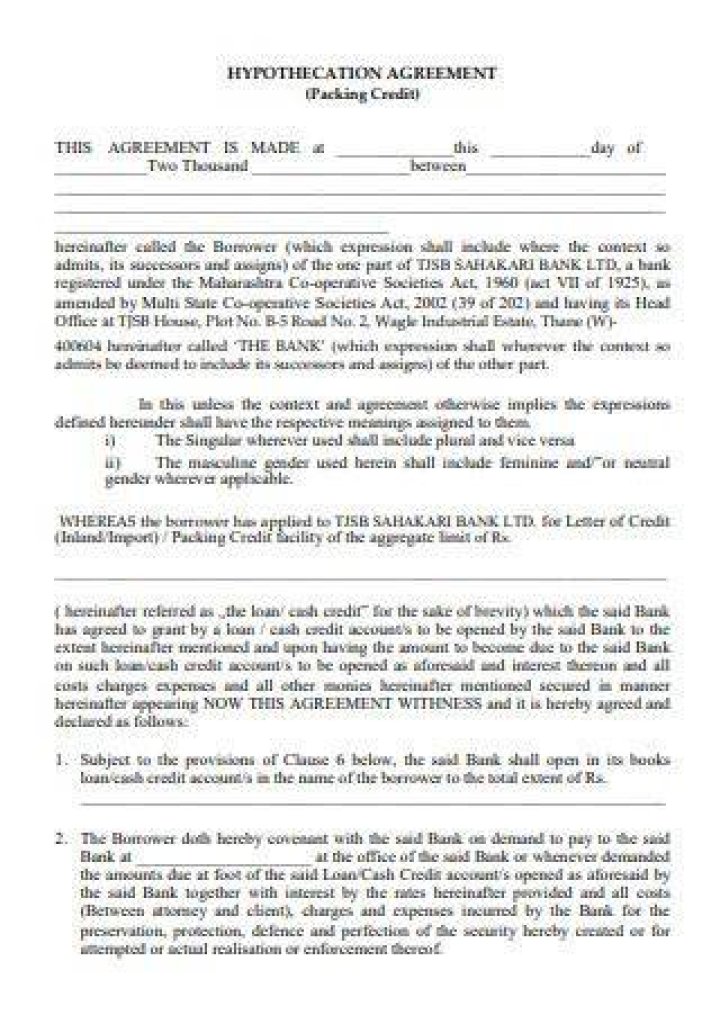 Is a mortgage a hypothecation agreement?